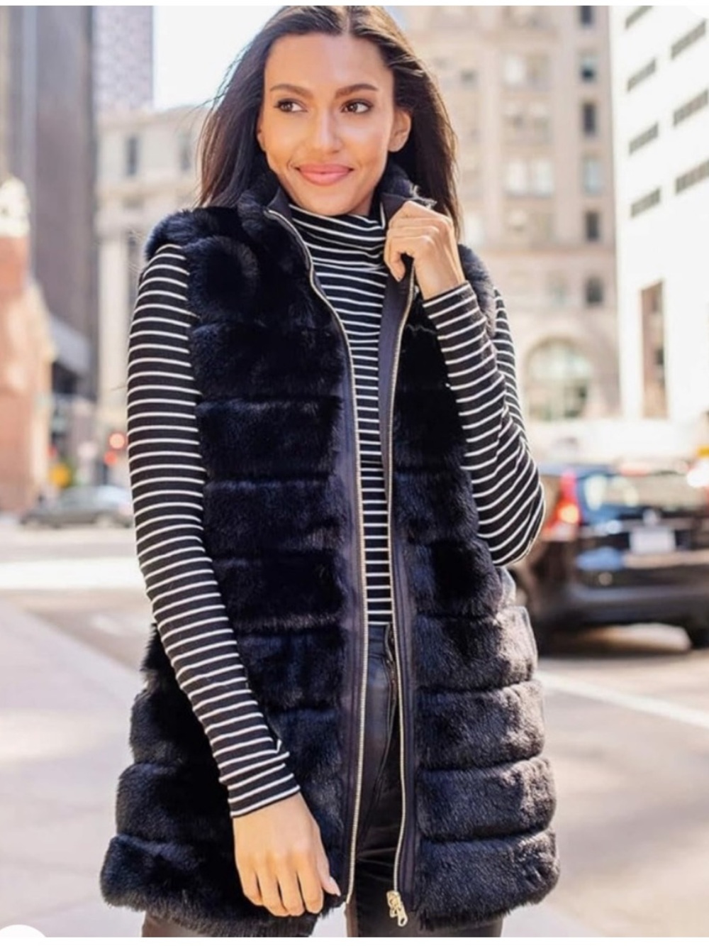 Donna salyers black faux mink reversible vest